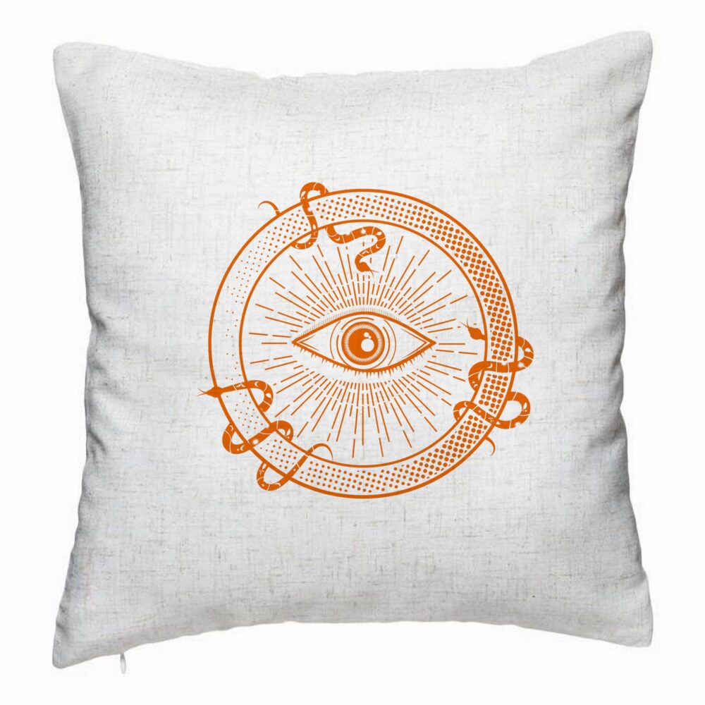 Perna Decorativa, Model Mystic Eye, 40x40 cm, Alb Murdar, Husa Detasabila, Burduf 5 Perna Decorativa