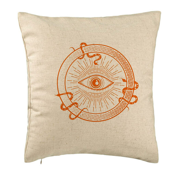 Perna Decorativa, Model Mystic Eye, 40x40 cm, Bej, Husa Detasabila, Burduf 5 Perna Decorativa