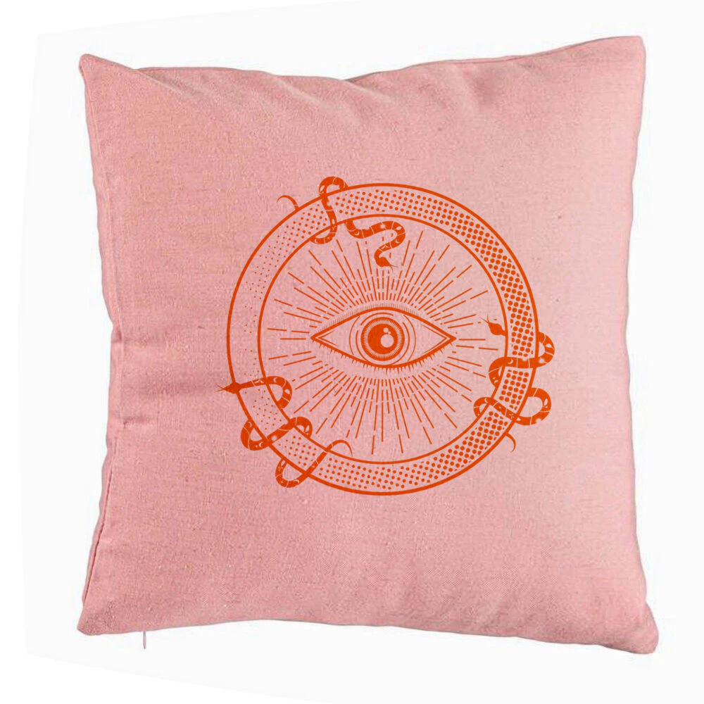 Perna Decorativa, Model Mystic Eye, 40x40 cm, Roz, Husa Detasabila, Burduf 5 Perna Decorativa