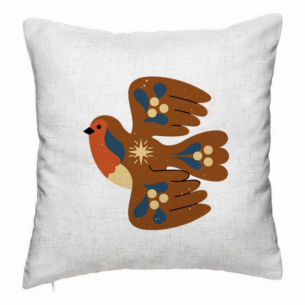 Perna Decorativa, Model Pasare, 40x40 cm, Alb Murdar, Husa Detasabila, Burduf 5 Perna Decorativa