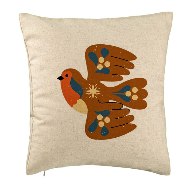 Perna Decorativa, Model Pasare, 40x40 cm, Bej, Husa Detasabila, Burduf 5 Perna Decorativa