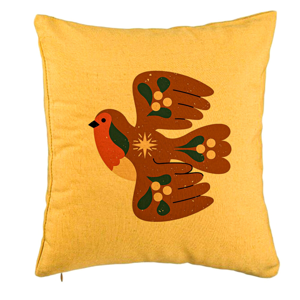 Perna Decorativa, Model Pasare, 40x40 cm, Galben, Husa Detasabila, Burduf 5 Perna Decorativa