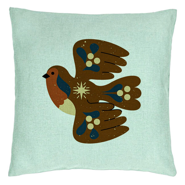Perna Decorativa, Model Pasare, 40x40 cm, Verde Menta, Husa Detasabila, Burduf 15 Perna Decorativa