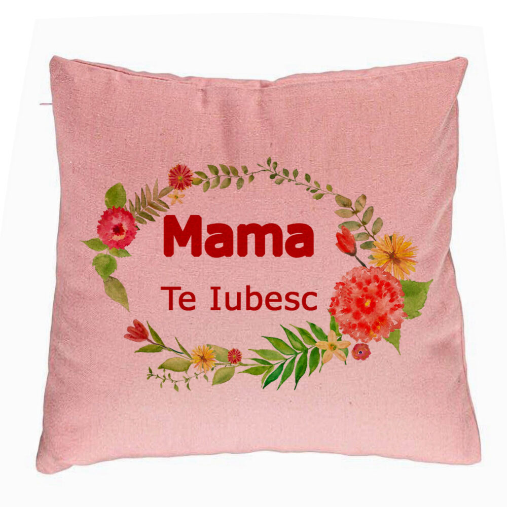 Perna Decorativa, Model Pentru Mama Te iubesc 2, 40x40 cm, Roz, Husa Detasabila, Burduf 5 Perna Decorativa