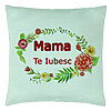 Perna Decorativa, Model Pentru Mama Te iubesc 2, 40x40 cm, Verde Menta, Husa Detasabila, Burduf 22 Perna Decorativa