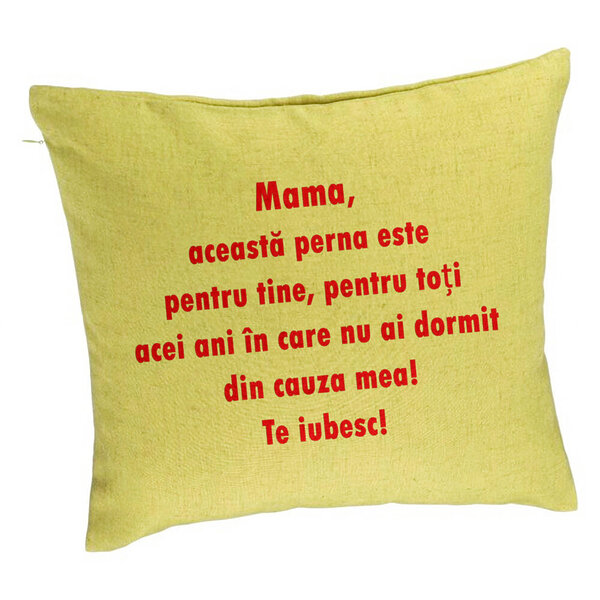 Perna Decorativa, Model Pentru Mama Te iubesc 3, 40x40 cm, Verde, Husa Detasabila, Burduf 5 Perna Decorativa