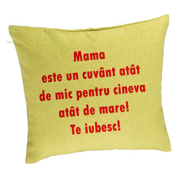 Perna Decorativa, Model Pentru Mama Te iubesc, 40x40 cm, Verde, Husa Detasabila, Burduf 5 Perna Decorativa