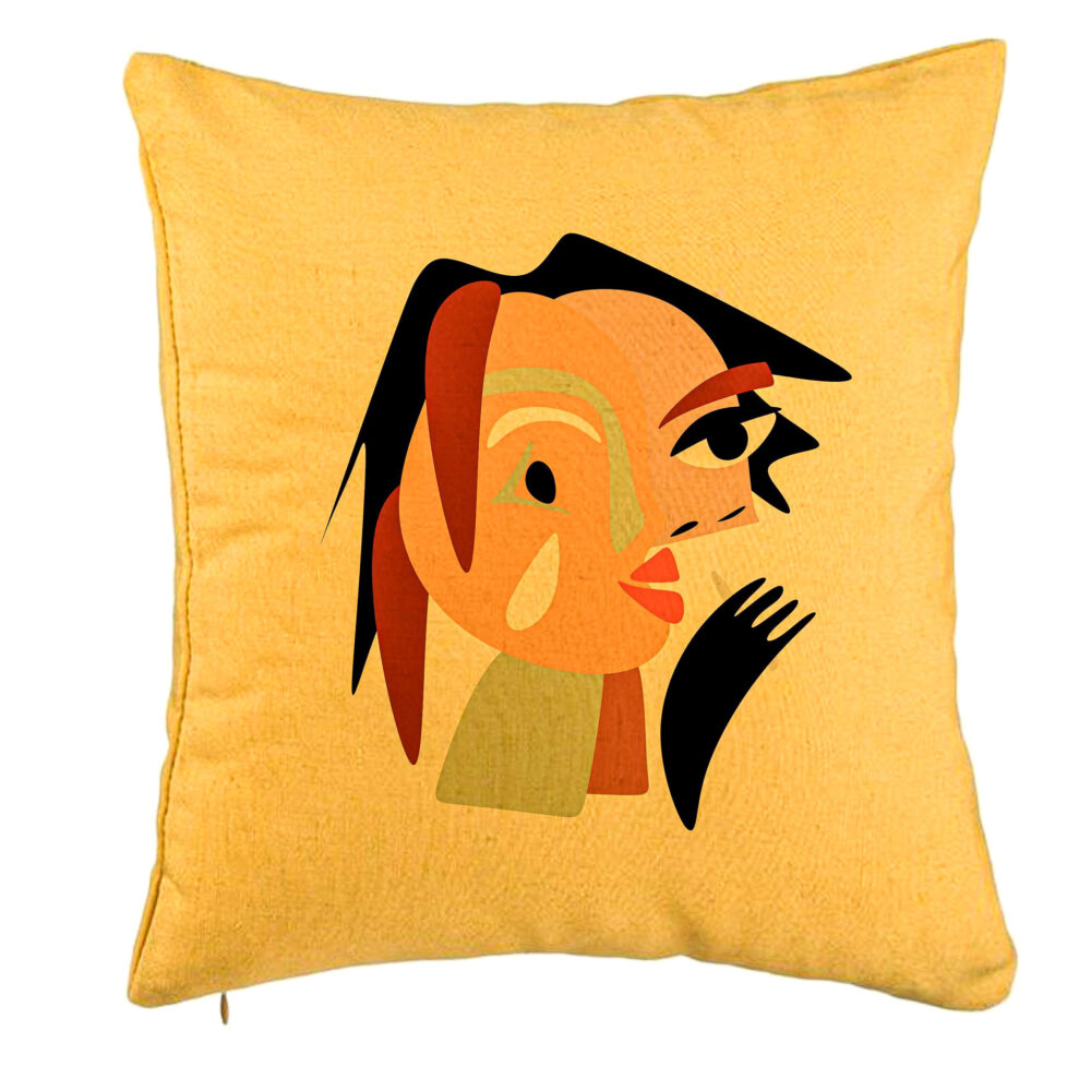 Perna Decorativa, Model Picasso style 2, 40x40 cm, Galben, Husa Detasabila, Burduf 5 Perna Decorativa