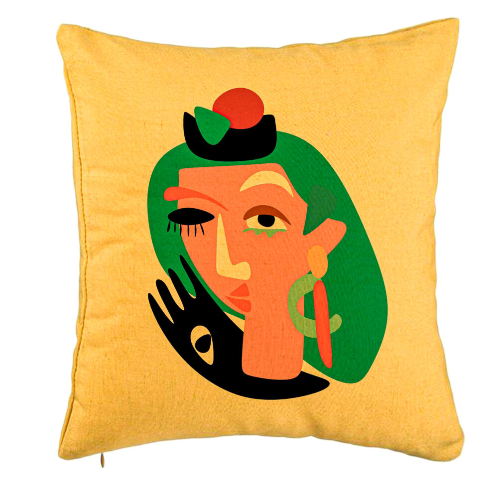 Perna Decorativa, Model Picasso style, 40x40 cm, Galben, Husa Detasabila, Burduf 5 Perna Decorativa