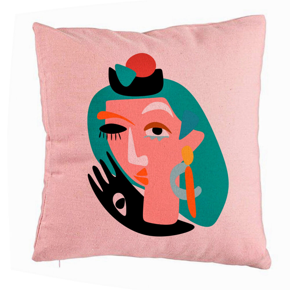 Perna Decorativa, Model Picasso style, 40x40 cm, Roz, Husa Detasabila, Burduf 5 Perna Decorativa