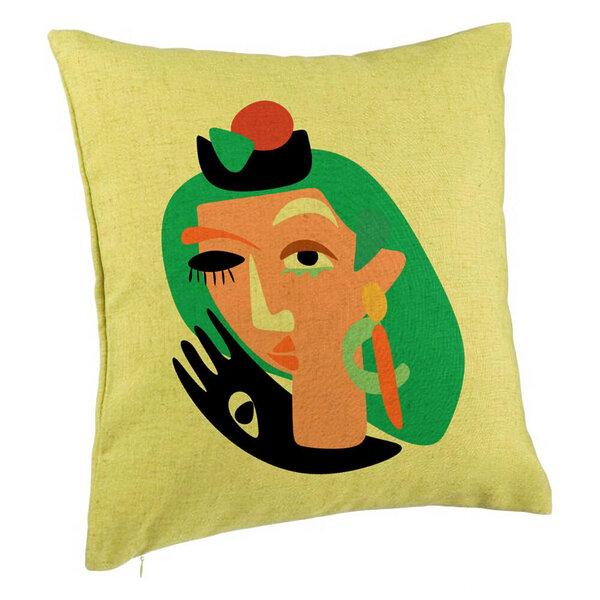 Perna Decorativa, Model Picasso style, 40x40 cm, Verde, Husa Detasabila, Burduf 5 Perna Decorativa