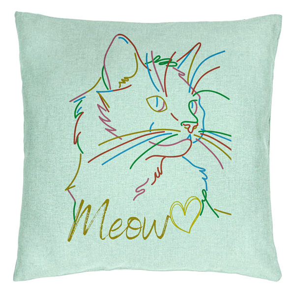 Perna Decorativa, Model Pisica Meow, 40x40 cm, Verde Menta, Husa Detasabila, Burduf 15 Perna Decorativa