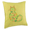 Perna Decorativa, Model Pisica cu Flori, Multicolor, 40x40 cm, Verde, Husa Detasabila, Burduf 7 Perna Decorativa