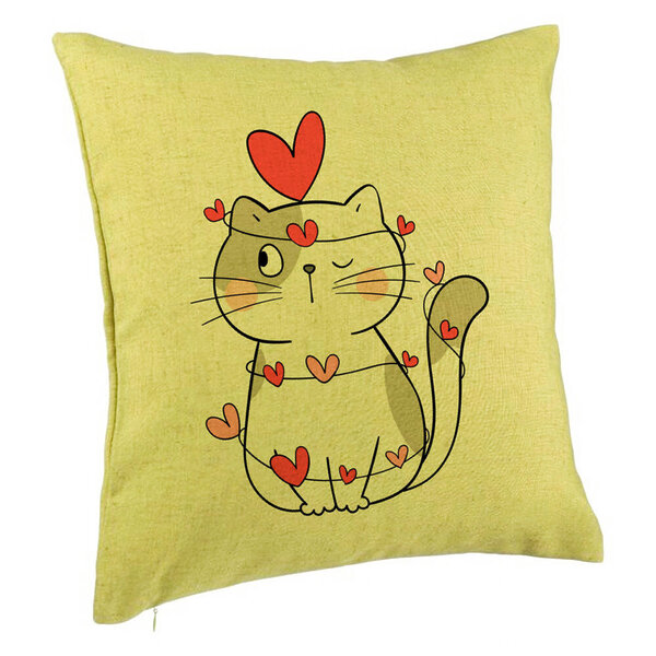 Perna Decorativa, Model Pisicuta, 40x40 cm, Verde, Husa Detasabila, Burduf 5 Perna Decorativa