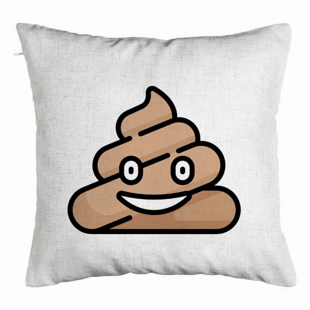 Perna Decorativa, Model Poo Emoji, 40x40 cm, Alb Murdar, Husa Detasabila, Burduf 5 Perna Decorativa