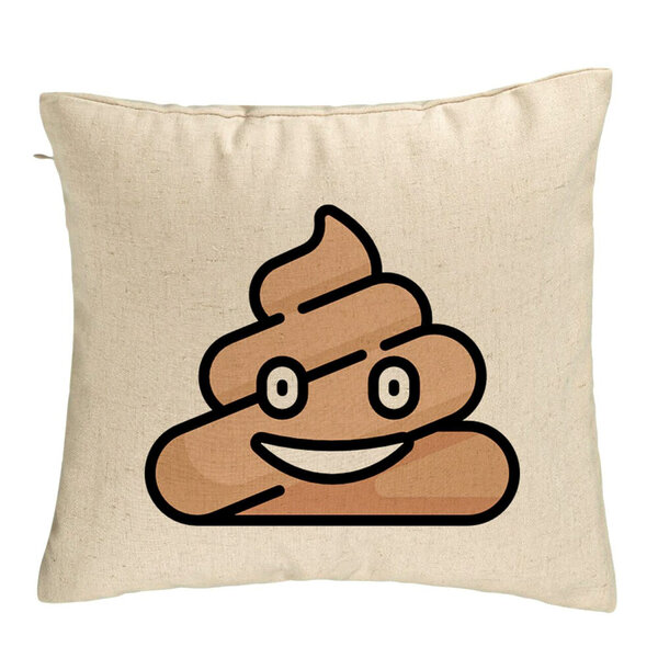 Perna Decorativa, Model Poo Emoji, 40x40 cm, Bej, Husa Detasabila, Burduf 5 Perna Decorativa