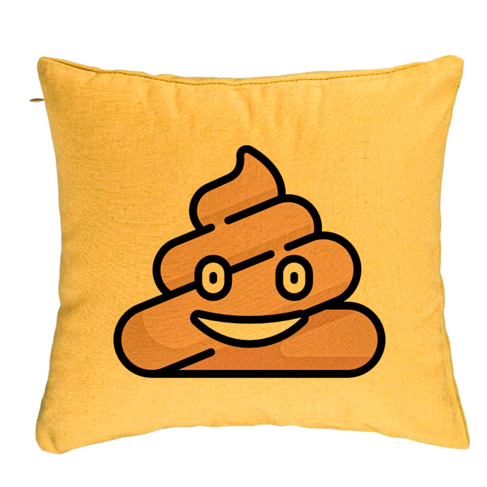 Perna Decorativa, Model Poo Emoji, 40x40 cm, Galben, Husa Detasabila, Burduf 5 Perna Decorativa