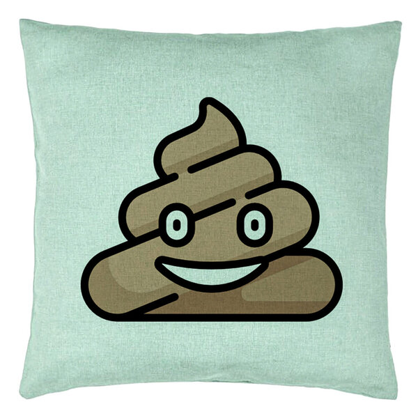 Perna Decorativa, Model Poo Emoji, 40x40 cm, Verde Menta, Husa Detasabila, Burduf 15 Perna Decorativa