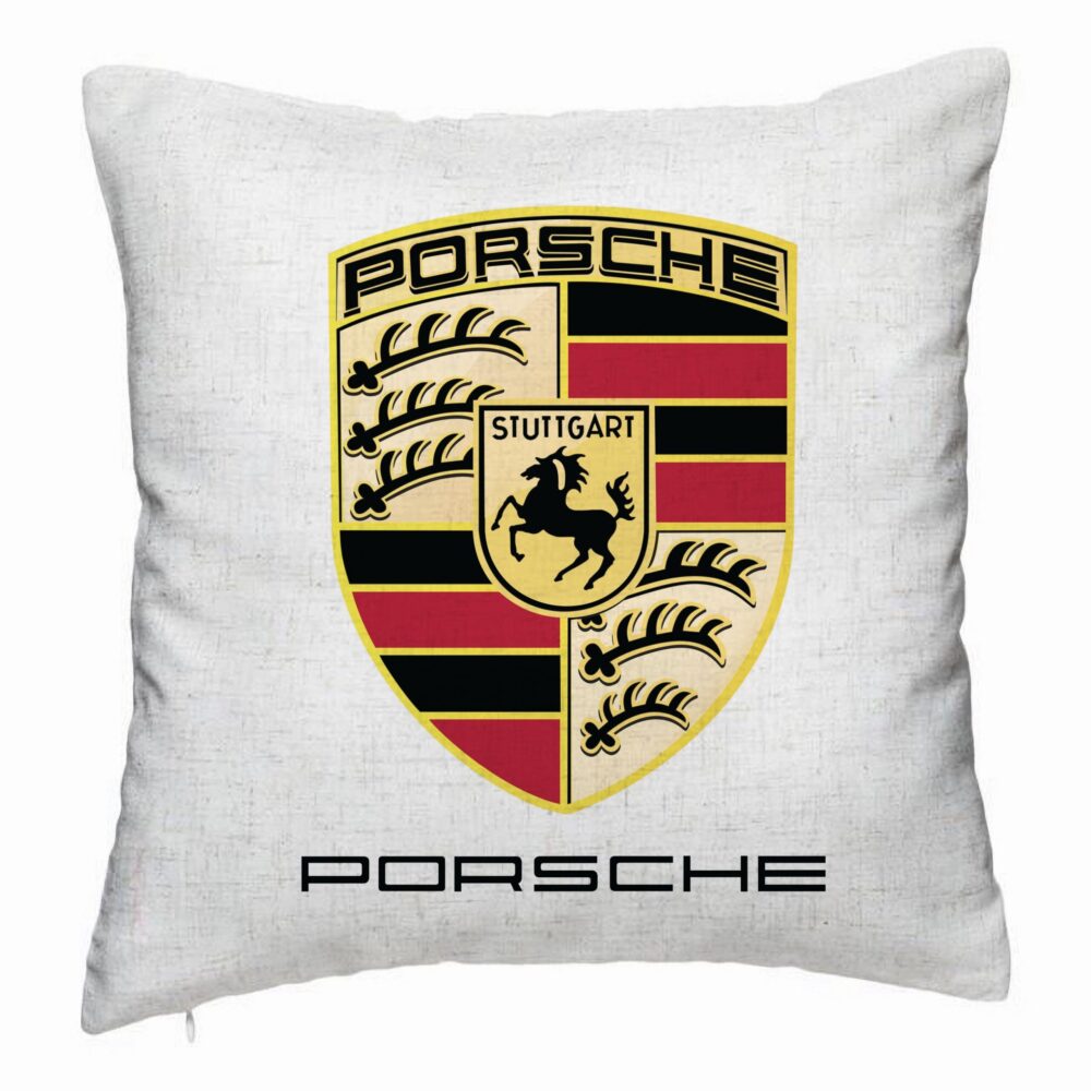 Perna Decorativa, Model Porsche, 40x40 cm, Alb Murdar, Husa Detasabila, Burduf 5 Perna Decorativa