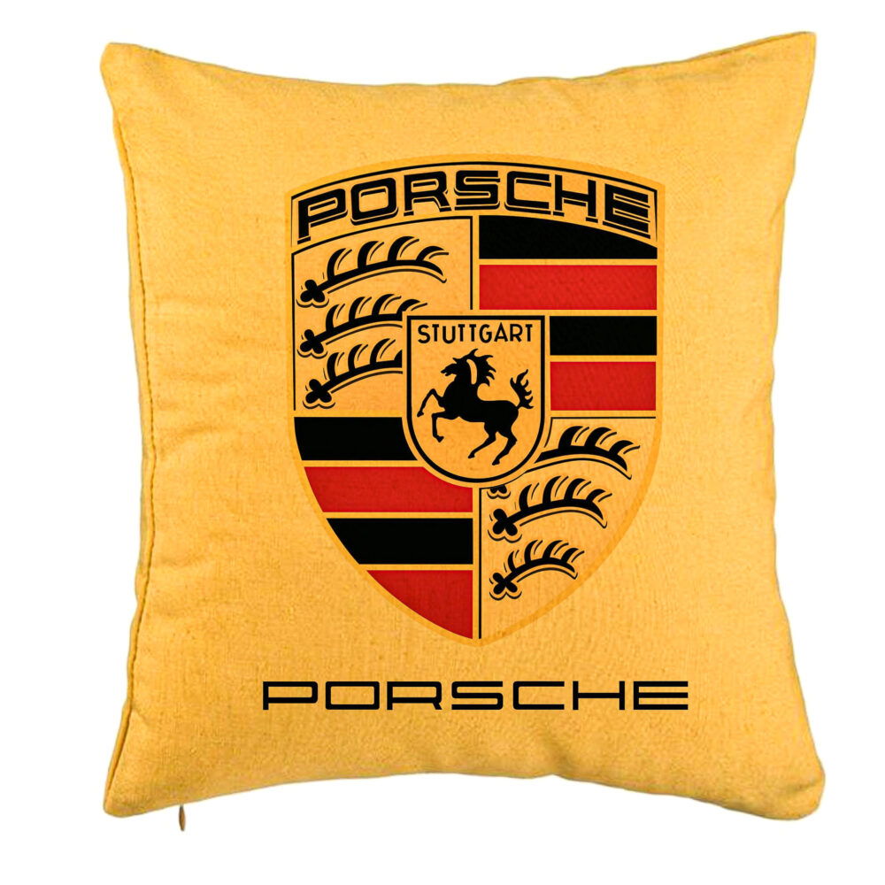 Perna Decorativa, Model Porsche, 40x40 cm, Galben, Husa Detasabila, Burduf 5 Perna Decorativa