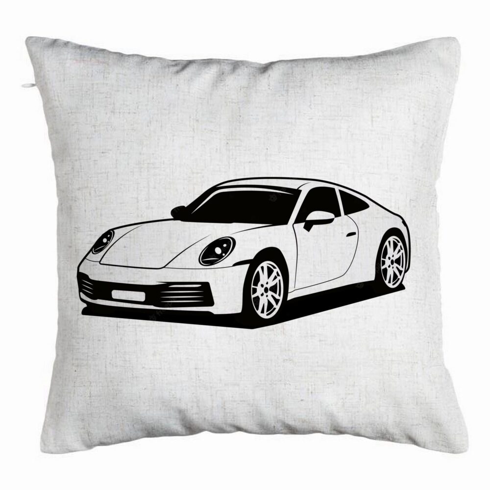 Perna Decorativa, Model Porsche 911, 40x40 cm, Alb Murdar, Husa Detasabila, Burduf 5 Perna Decorativa