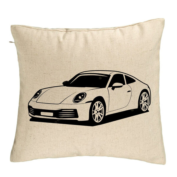 Perna Decorativa, Model Porsche 911, 40x40 cm, Bej, Husa Detasabila, Burduf 5 Perna Decorativa