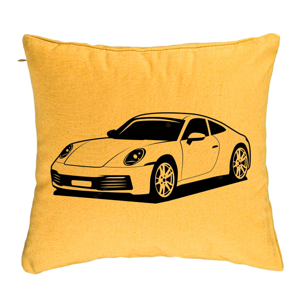 Perna Decorativa, Model Porsche 911, 40x40 cm, Galben, Husa Detasabila, Burduf 5 Perna Decorativa