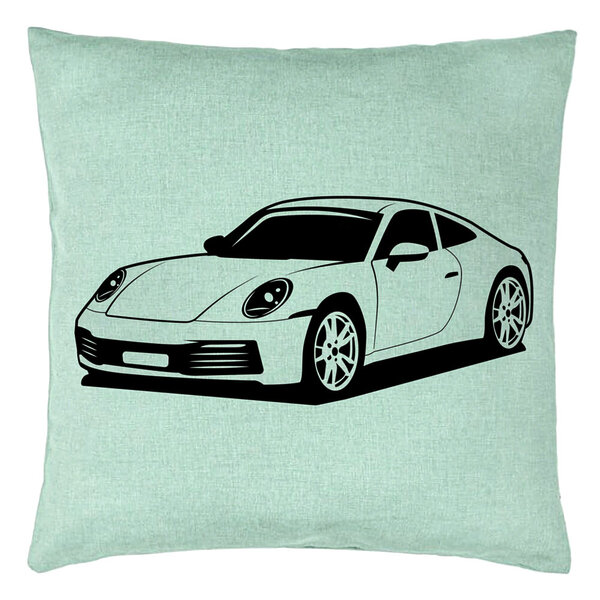 Perna Decorativa, Model Porsche 911, 40x40 cm, Verde Menta, Husa Detasabila, Burduf 15 Perna Decorativa
