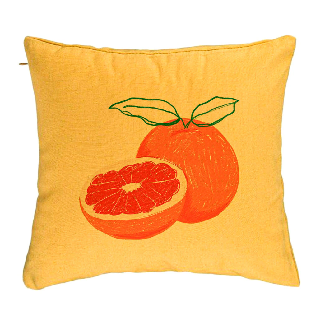 Perna Decorativa, Model Portocale, 40x40 cm, Galben, Husa Detasabila, Burduf 5 Perna Decorativa