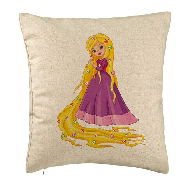 Perna Decorativa, Model Printesa Rochie Mov, 40x40 cm, Bej, Husa Detasabila, Burduf 5 Perna Decorativa
