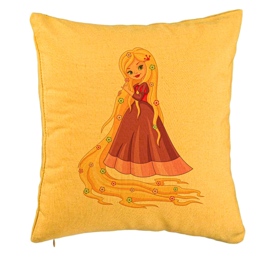 Perna Decorativa, Model Printesa Rochie Mov, 40x40 cm, Galben, Husa Detasabila, Burduf 5 Perna Decorativa