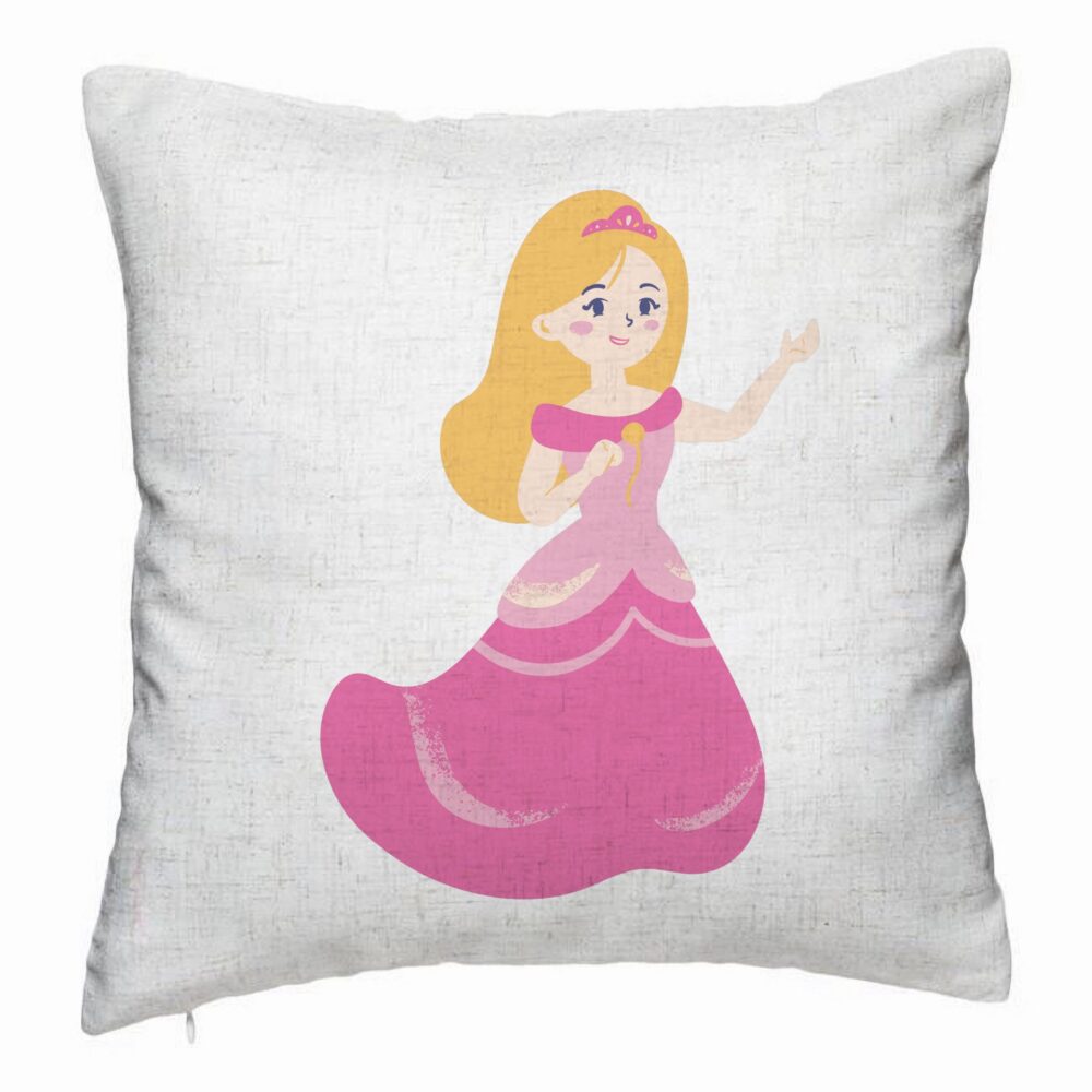 Perna Decorativa, Model Printesa Roz, 40x40 cm, Alb Murdar, Husa Detasabila, Burduf 5 Perna Decorativa