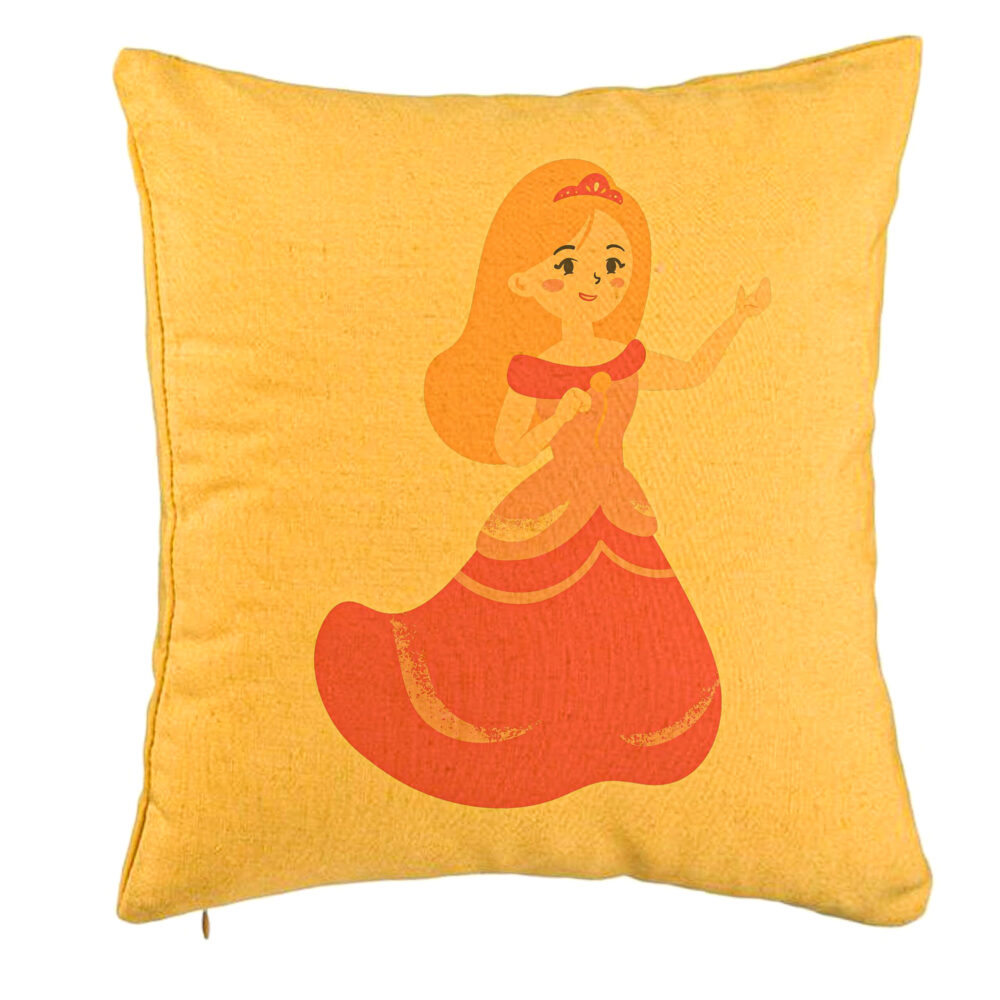 Perna Decorativa, Model Printesa Roz, 40x40 cm, Galben, Husa Detasabila, Burduf 5 Perna Decorativa