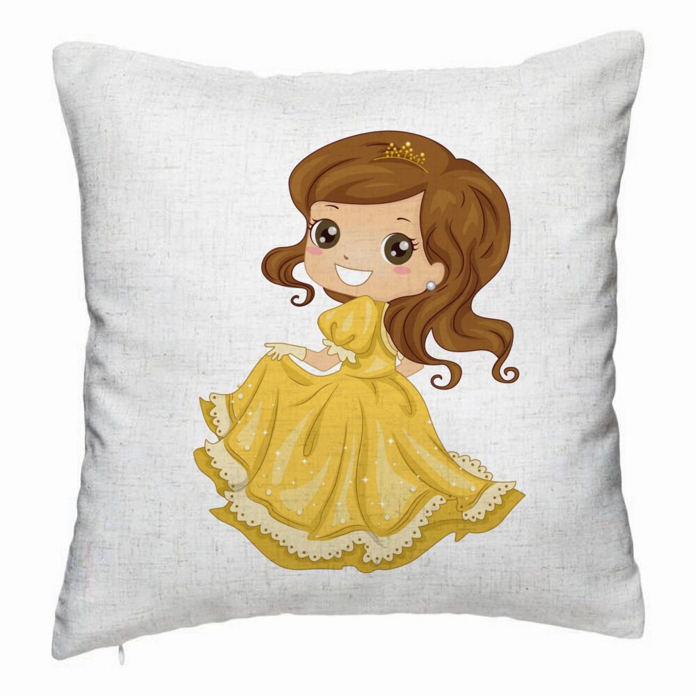 Perna Decorativa, Model Printesa cu Coroana, 40x40 cm, Alb Murdar, Husa Detasabila, Burduf 5 Perna Decorativa