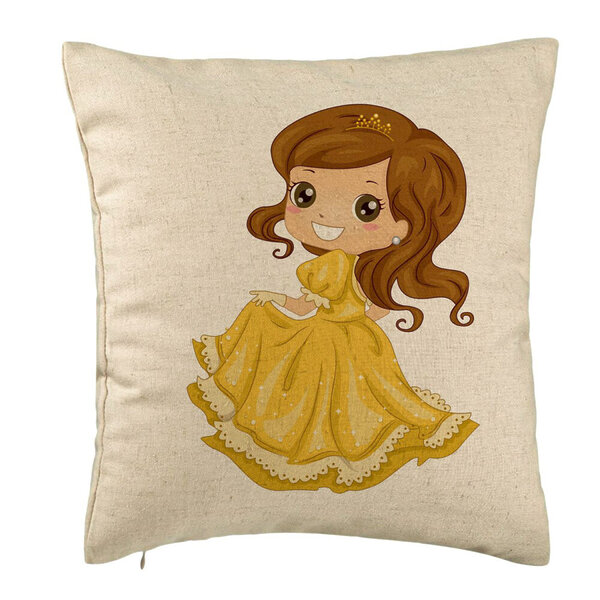 Perna Decorativa, Model Printesa cu Coroana, 40x40 cm, Bej, Husa Detasabila, Burduf 5 Perna Decorativa