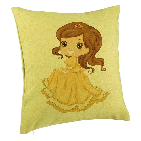 Perna Decorativa, Model Printesa cu Coroana, 40x40 cm, Verde, Husa Detasabila, Burduf 5 Perna Decorativa