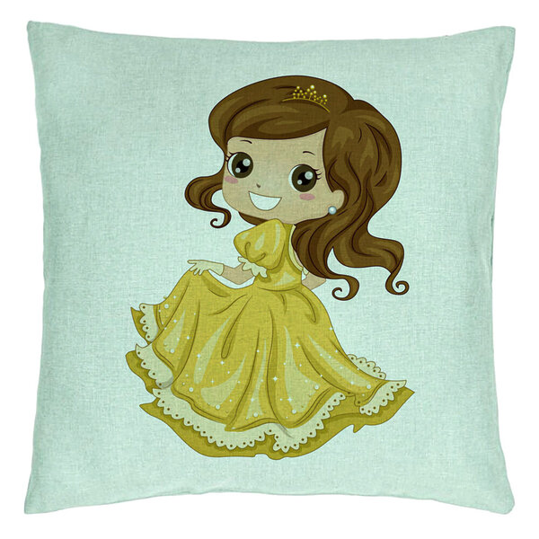 Perna Decorativa, Model Printesa cu Coroana, 40x40 cm, Verde Menta, Husa Detasabila, Burduf 15 Perna Decorativa