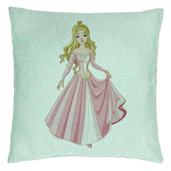 Perna Decorativa, Model Printesa de Aur, 40x40 cm, Verde Menta, Husa Detasabila, Burduf 15 Perna Decorativa