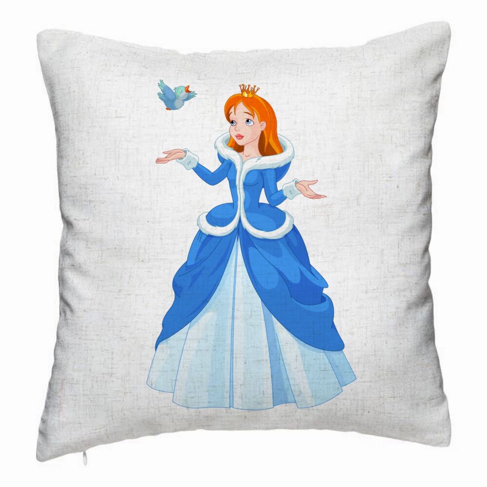 Perna Decorativa, Model Printesa si Paserea, 40x40 cm, Alb Murdar, Husa Detasabila, Burduf 5 Perna Decorativa