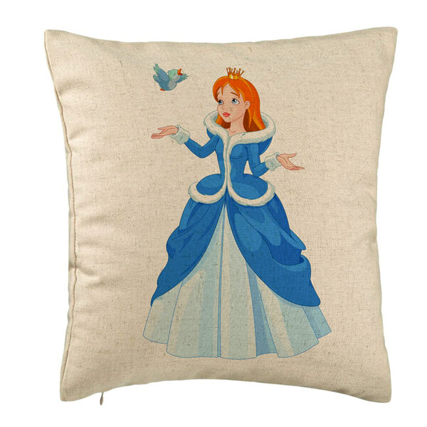 Perna Decorativa, Model Printesa si Paserea, 40x40 cm, Bej, Husa Detasabila, Burduf 5 Perna Decorativa