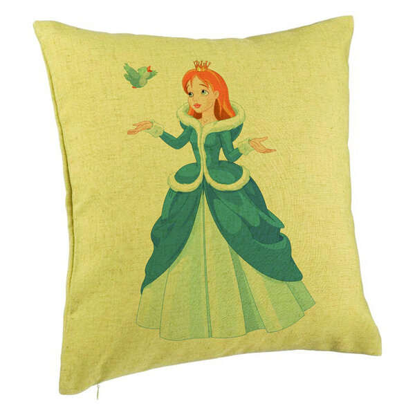 Perna Decorativa, Model Printesa si Paserea, 40x40 cm, Verde, Husa Detasabila, Burduf 5 Perna Decorativa