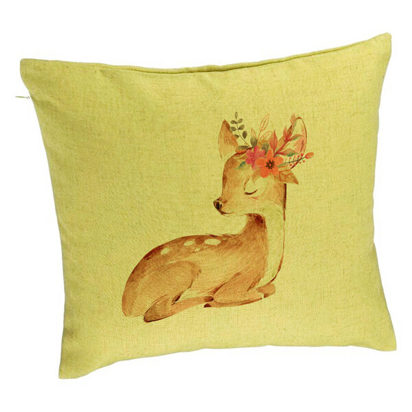 Perna Decorativa, Model Pui de Caprioara, 40x40 cm, Verde, Husa Detasabila, Burduf 5 Perna Decorativa