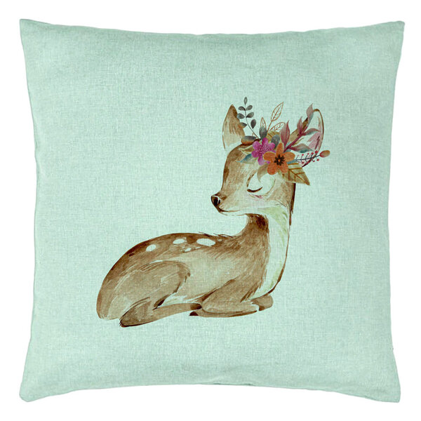 Perna Decorativa, Model Pui de Caprioara, 40x40 cm, Verde Menta, Husa Detasabila, Burduf 15 Perna Decorativa
