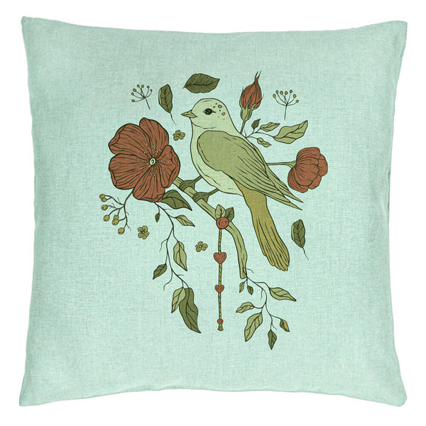 Perna Decorativa, Model Retro Art, 40x40 cm, Verde Menta, Husa Detasabila, Burduf 15 Perna Decorativa