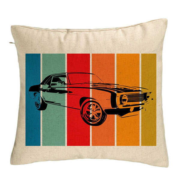 Perna Decorativa, Model Retro Car, 40x40 cm, Bej, Husa Detasabila, Burduf 5 Perna Decorativa