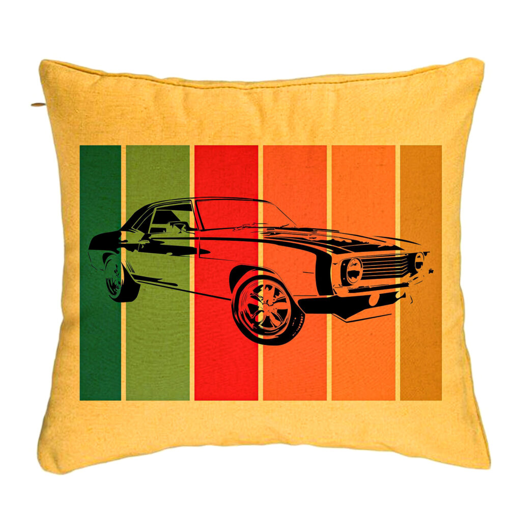Perna Decorativa, Model Retro Car, 40x40 cm, Galben, Husa Detasabila, Burduf 5 Perna Decorativa