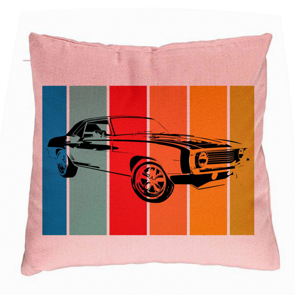 Perna Decorativa, Model Retro Car, 40x40 cm, Roz, Husa Detasabila, Burduf 5 Perna Decorativa