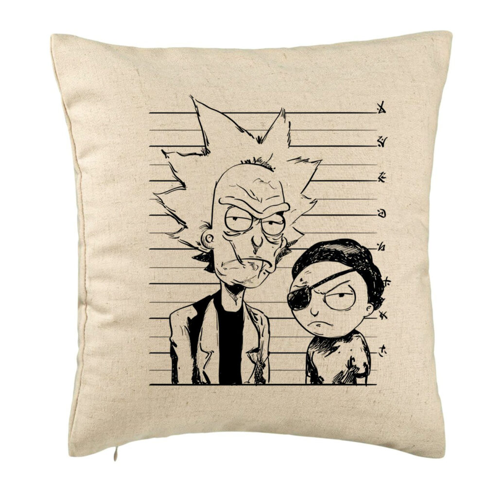 Perna Decorativa, Model Rick and Morty, 40x40 cm, Bej, Husa Detasabila, Burduf 5 Perna Decorativa