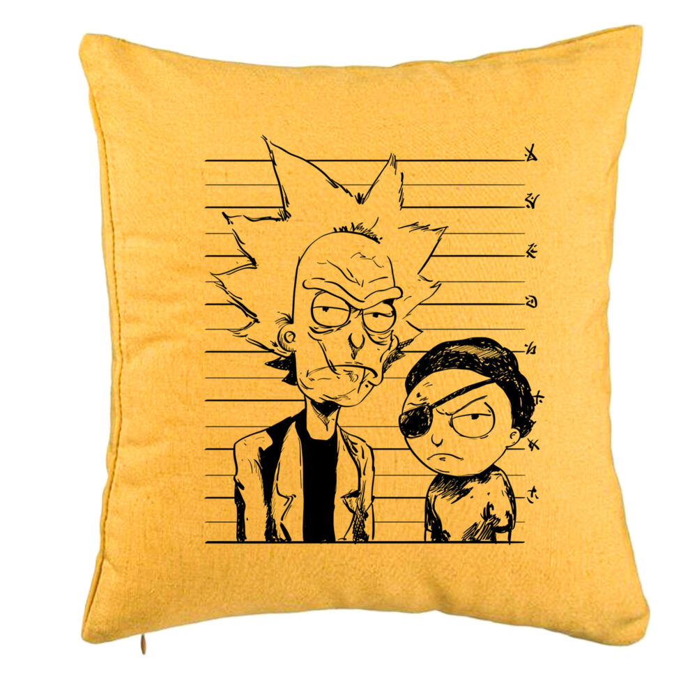 Perna Decorativa, Model Rick and Morty, 40x40 cm, Galben, Husa Detasabila, Burduf 5 Perna Decorativa
