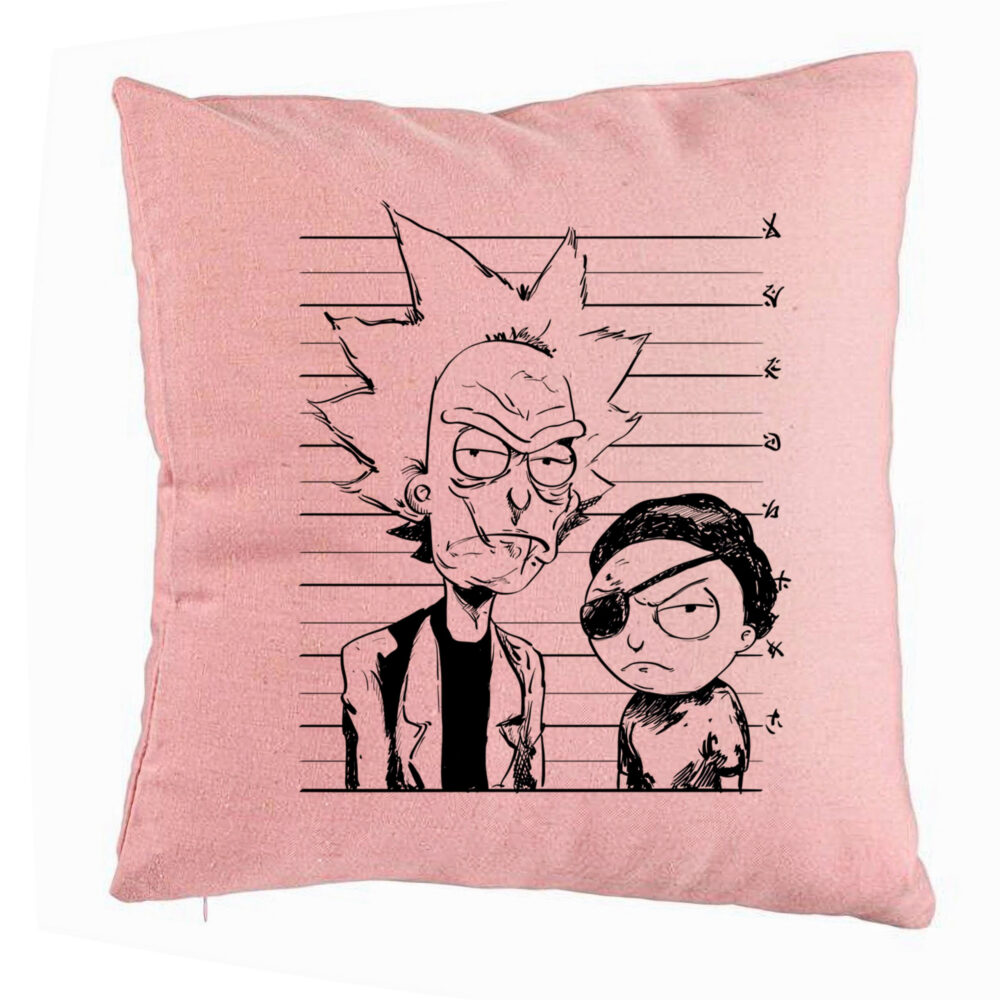 Perna Decorativa, Model Rick and Morty, 40x40 cm, Roz, Husa Detasabila, Burduf 5 Perna Decorativa